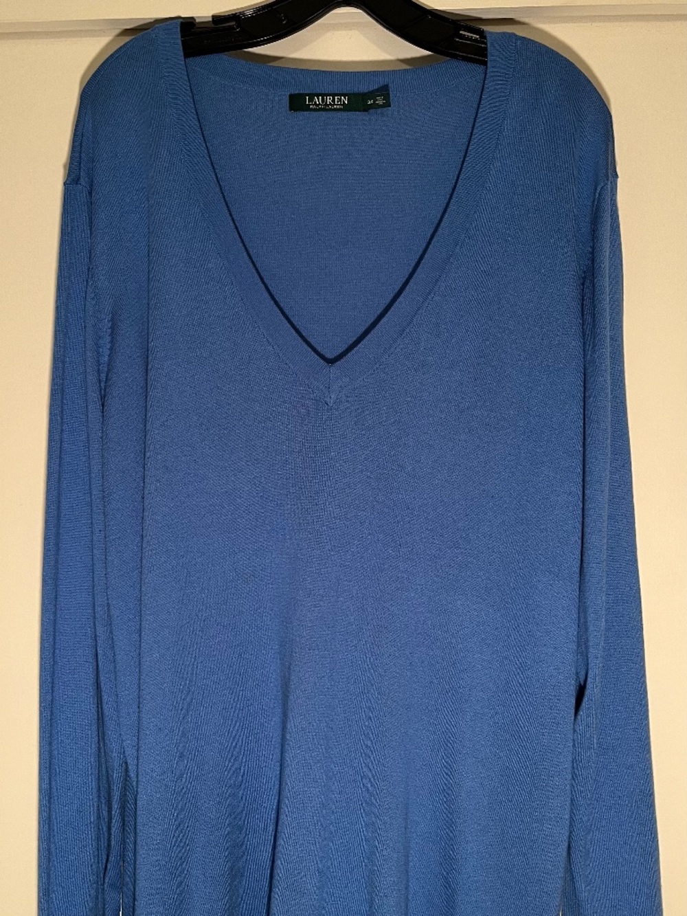 Lauren Ralph Lauren Blue Modal Silk Blend V Neck Sweater Top 3X